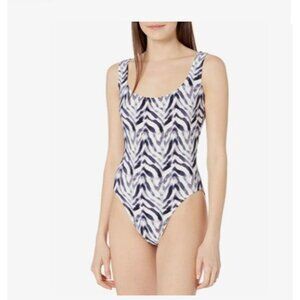 Norma Kamali Swimsuit One Piece Womens 0‎ XXS Super Low Back Mio Blue White